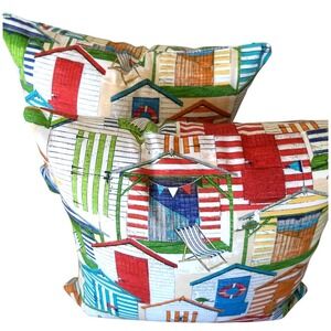 Richloom Solarium 20X20 Zippered Throw Pillow Covers BEACH HUTS In/Outdoor 2 NEW